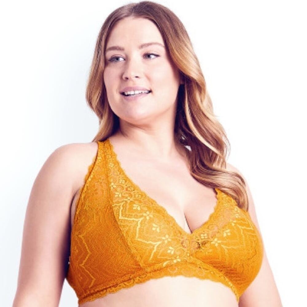 Hips & Curves City Chic Racer Back Bralette Marigold‎ Yellow 18/20 Plus Size NEW